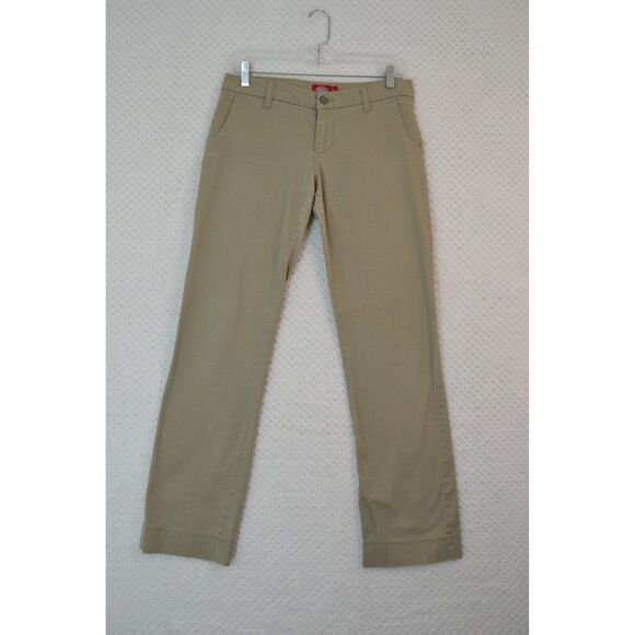 Dickies Girl Juniors 7 Classic Fit Straight Leg Stretch Low Rise Khaki Pants - Picture 1 of 15